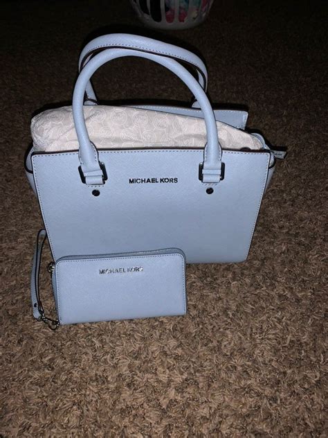 michael kors baby blue wallet|Michael Kors Wallet with strap.